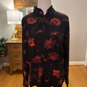 Men’s H&M Black and Red Floral Shirt Size M